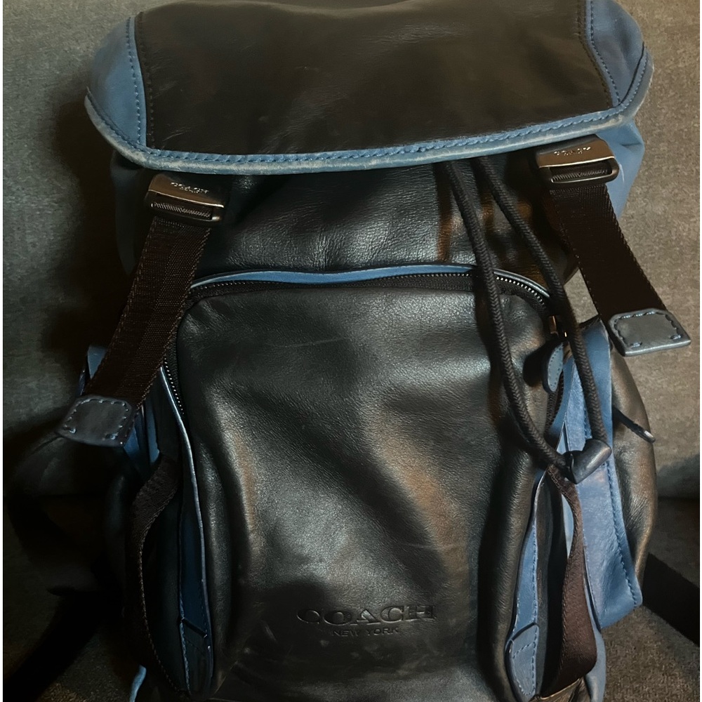 Coach Leather Backpack/Daypack. Midnight/Cobalt Blue. Style# 71508